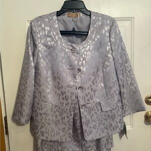 Kasper Shimmering Silver Blazer and skirt set